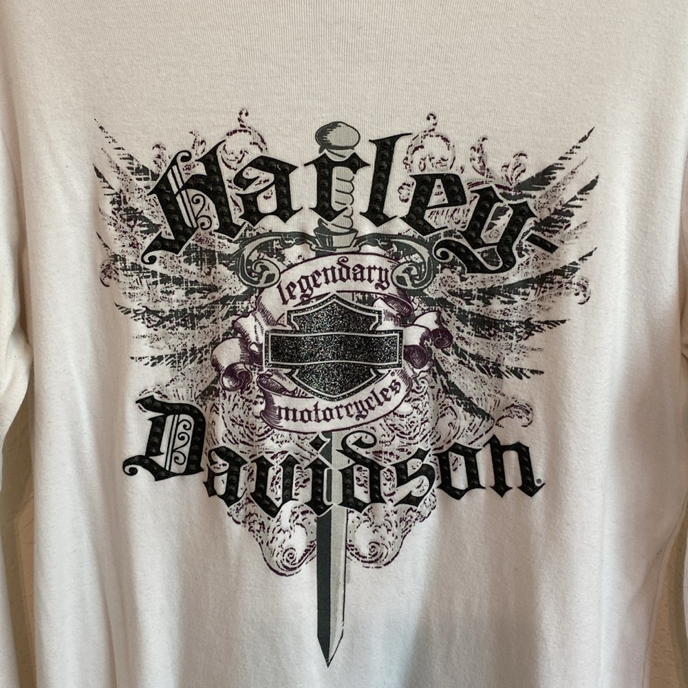 SOLD❣️❣️Y2K Grunge White Harley Davidson Shirt✨ - Picture 4 of 9
